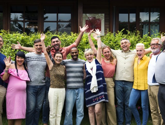 Group of diverse friends together